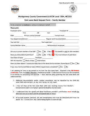 Montgomery County Sick Leave Bank Request Form
