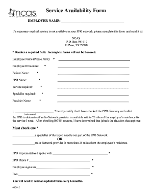 Service Availability Form