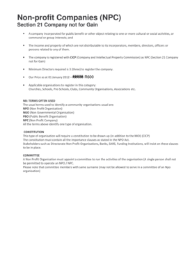 Application for Non-Profit Company Registration