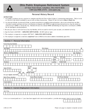 Ohio Public Employees Retirement System Personal History Record
