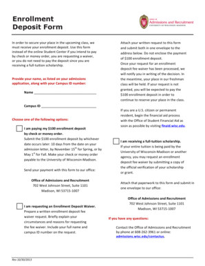 University of Wisconsin-Madison Enrollment Deposit Form