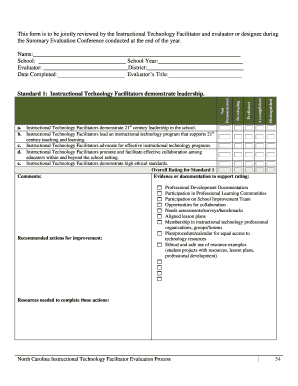 North Carolina Instructional Technology Facilitator Evaluation Form