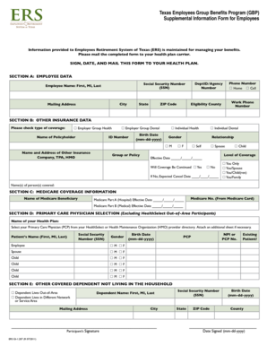 Texas Employees Group Benefits Program Supplemental Information Form
