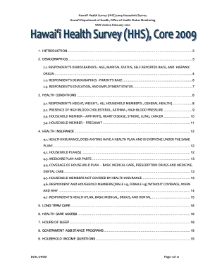 Hawaii Health Survey 2009 Household Survey