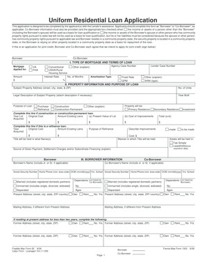 Uniform Residential Loan Application