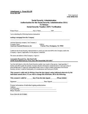 SSA-89 Form for SSN Verification