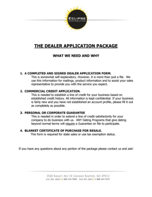 Dealer Application Package
