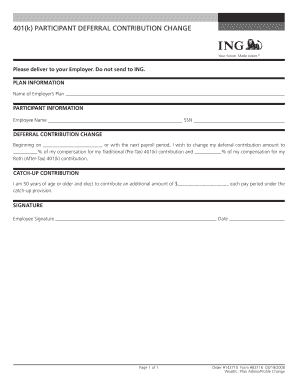 401(k) Deferral Contribution Change Form
