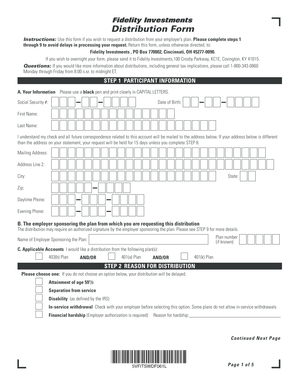 Fidelity Investments Distribution Form