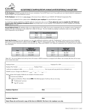457 Deferred Compensation Plan Deferral Change Form