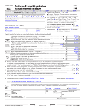 California Exempt Organization Form 199