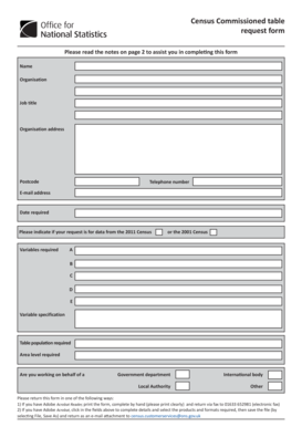 UK Census Commissioned Table Request Form