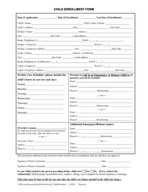 Child Enrollment Form