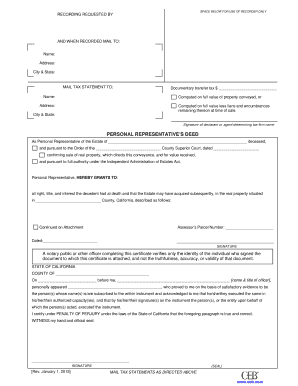 California Personal Representative's Deed