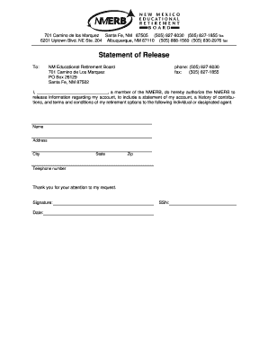 NM Educational Retirement Board Release Form