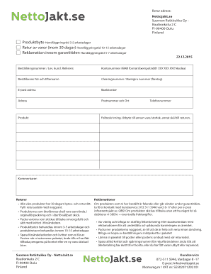 Nettojakt Return Form