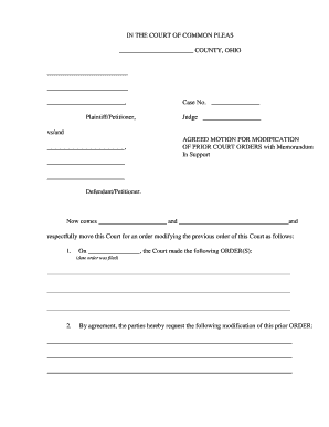 Agreed Motion to Modify Prior Court Order