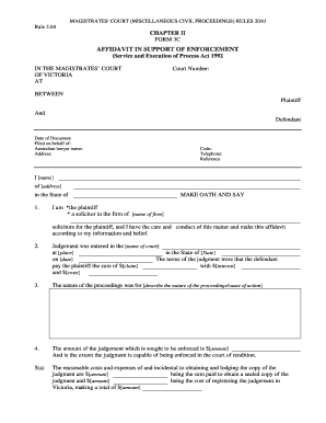 Affidavit in Support of Enforcement