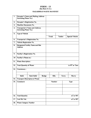 Hazardous Waste Manifest Form 13