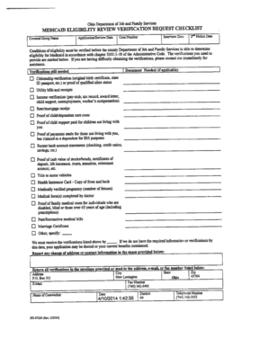 Ohio Medicaid Eligibility Verification Request Checklist