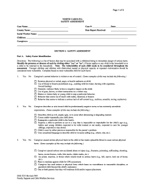 North Carolina Safety Assessment Form