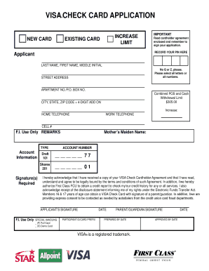 Visa Check Card Application