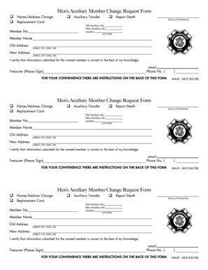 Men's Auxiliary Member Change Request Form