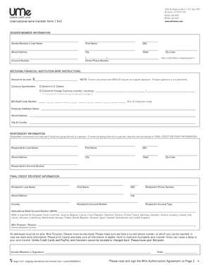 International Wire Transfer Form