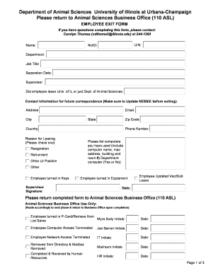 Employee Exit Form - Department of Animal Sciences - University of ... - ansci illinois