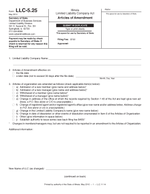 Illinois Articles of Amendment for LLC