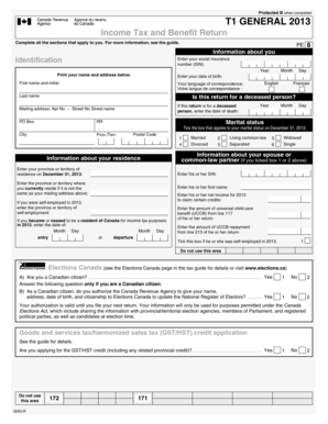 Canada T1 General Income Tax and Benefit Return 2013