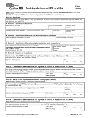 Funds Transfer from RRSP or LIRA Form