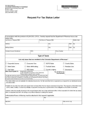 Colorado Tax Status Letter Request