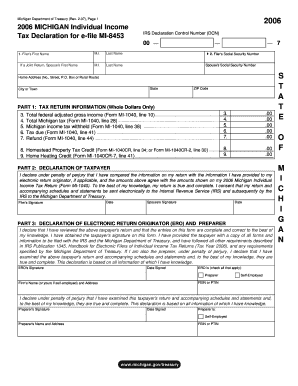 Michigan Individual Income Tax Declaration for e-file