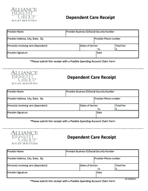 Dependent Care Receipt