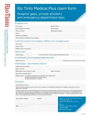Rio Tinto Medical Plus Claim Form