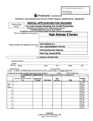 Low income application - APPLICATION FOR HOUSING - Prudential Home Page