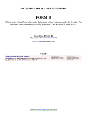 SEC Form D Notice of Exempt Offering of Securities