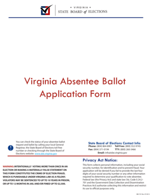 Virginia Absentee Ballot Application Form