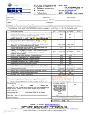 Kentucky Exposition Center Service Order Form