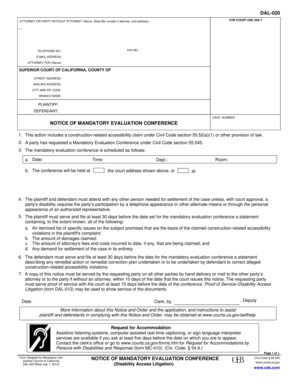 Notice of Mandatory Evaluation Conference