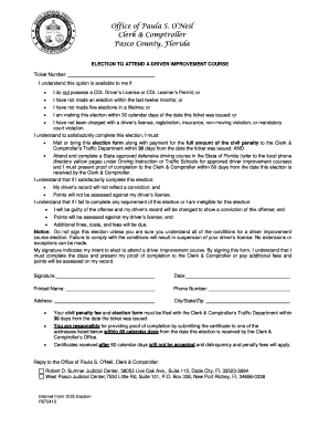 Florida Driver Improvement Course Election Form