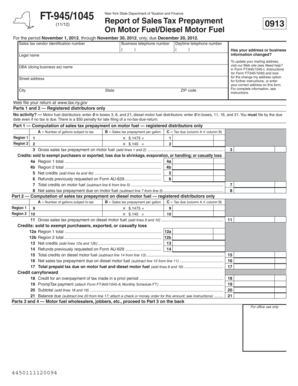 New York State Sales Tax Prepayment Form FT-945/1045