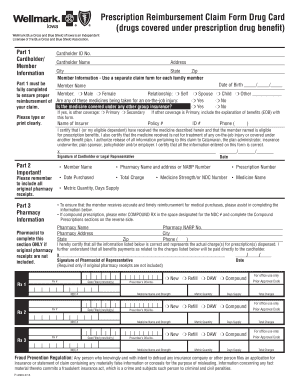 Prescription Reimbursement Claim Form