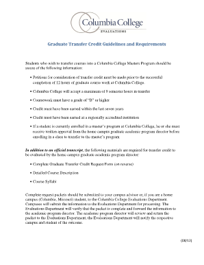 Graduate Transfer Credit Request Form