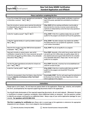 New York State MWBE Certification Application