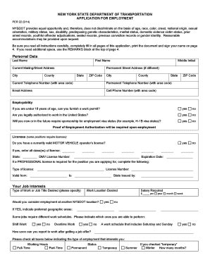 New York State DOT Application for Employment