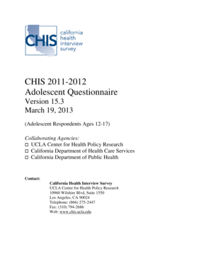 CHIS 2011-2012 Adolescent Health Survey