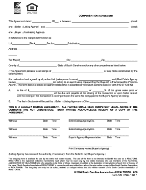 South Carolina Real Estate Compensation Agreement