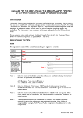Stock Transfer Form for UK Unit Trusts and Open-Ended Investment Companies